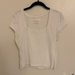White Smocked Anthropologie Crop Top